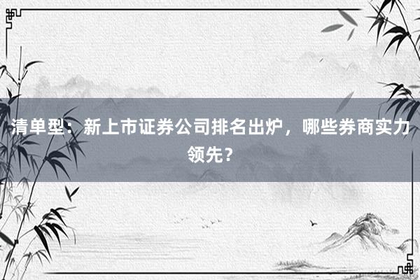 清单型：新上市证券公司排名出炉，哪些券商实力领先？