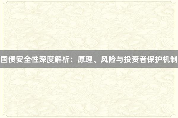 国债安全性深度解析：原理、风险与投资者保护机制