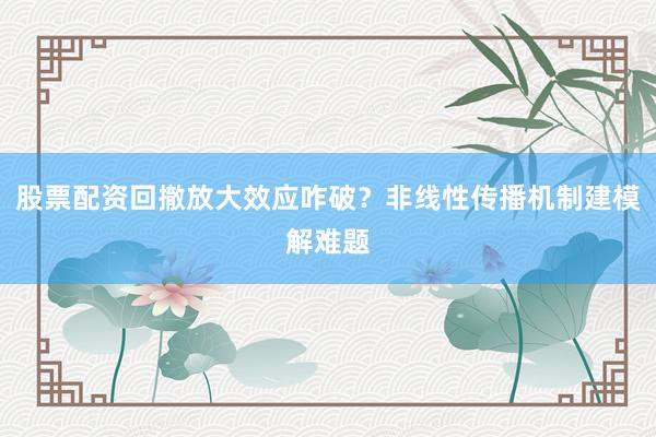 股票配资回撤放大效应咋破？非线性传播机制建模解难题