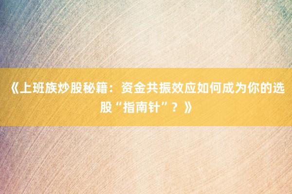 《上班族炒股秘籍：资金共振效应如何成为你的选股“指南针”？》