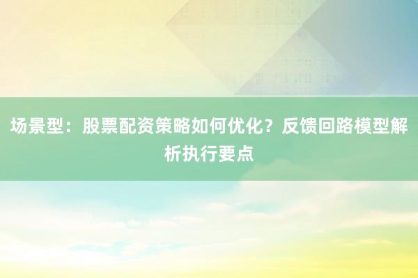场景型：股票配资策略如何优化？反馈回路模型解析执行要点