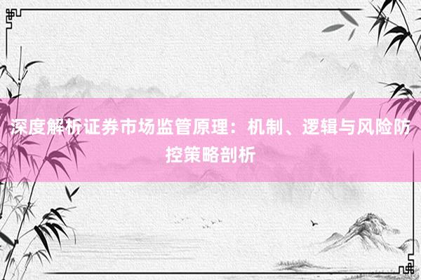 深度解析证券市场监管原理：机制、逻辑与风险防控策略剖析