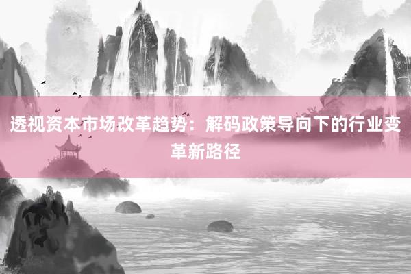 透视资本市场改革趋势：解码政策导向下的行业变革新路径