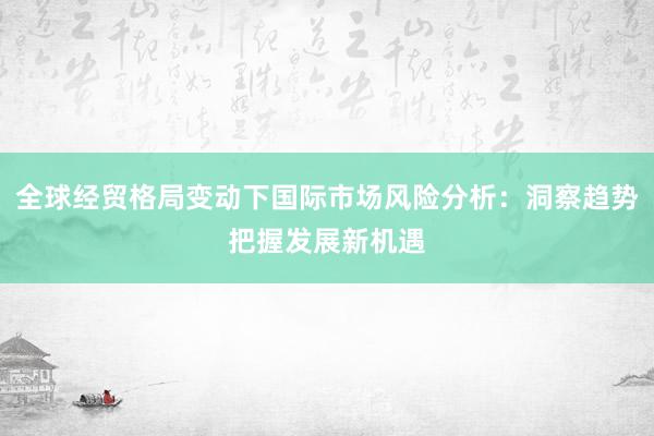 全球经贸格局变动下国际市场风险分析:洞察趋势把握发展新机遇